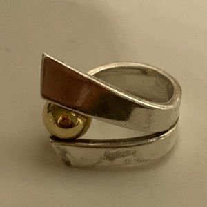 14k 925 Mid century modernist ring